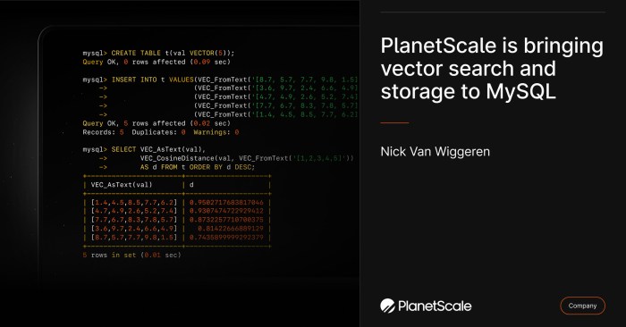 Planetscale forks mysql to add vector support