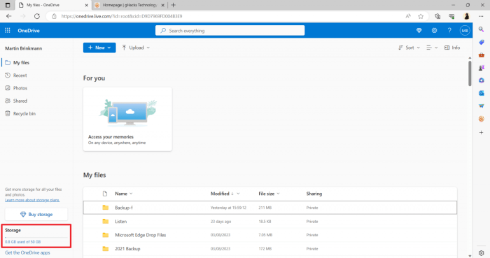 Select onedrive users receiving extra 20gb of storage