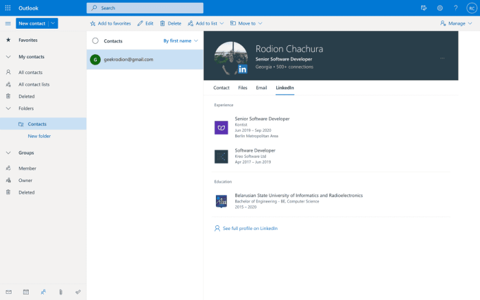 Linkedin integrate outlook com