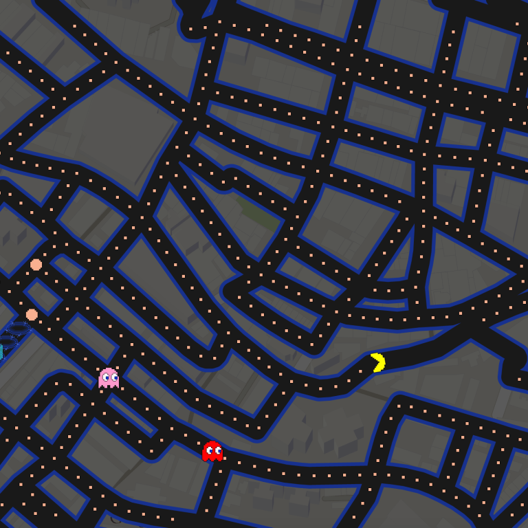 Google maps pays homage to pac man