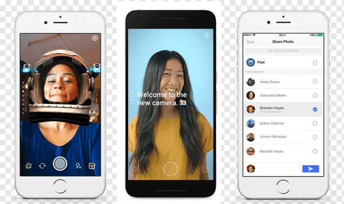 Facebook snapchat camera with filters stickers