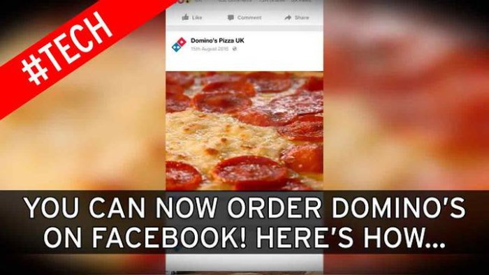 Dominos allows customers to order pizza via facebook messenger