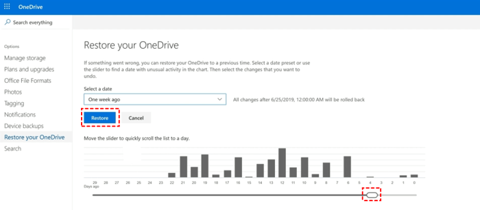 Onedrive file restore feature due soon