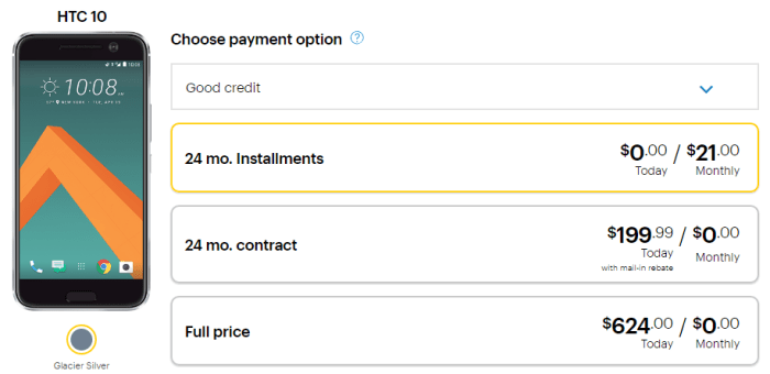 Sprint starts selling htc 10 for 21 per month