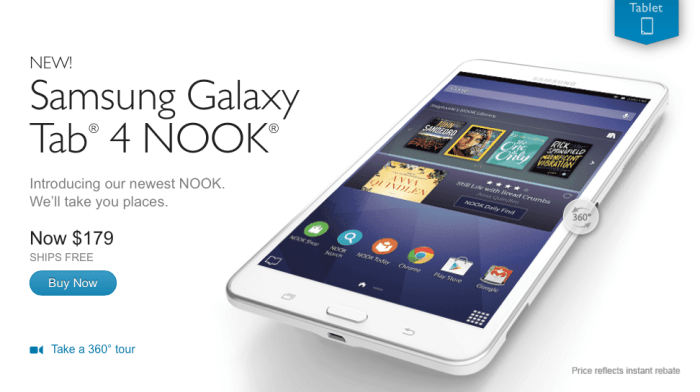 Barnes noble launches the samsung galaxy tab a nook