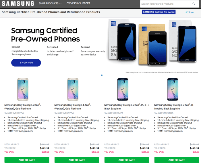 Samsung selling refurbished phones in the us