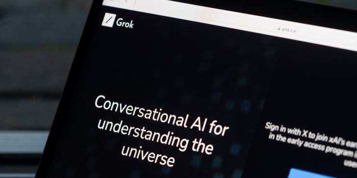 Screenshots show xais chatbot grok on xs web app