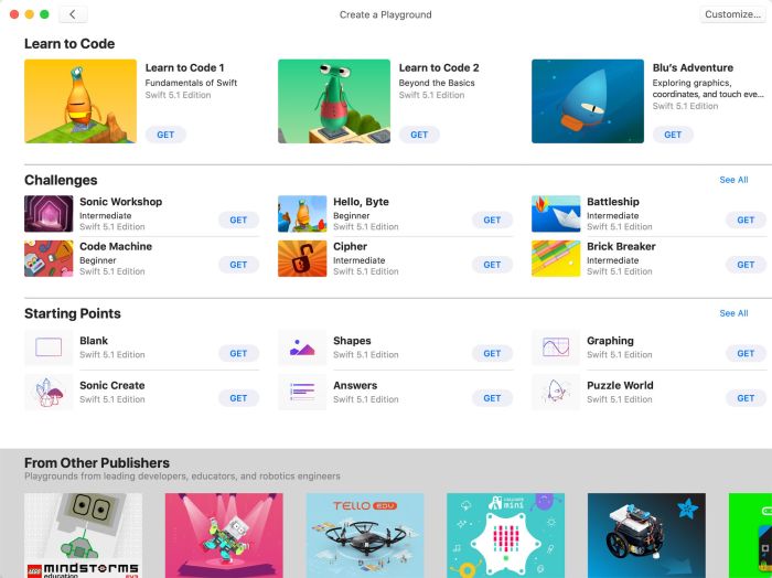 Swift playgrounds available itunes app store