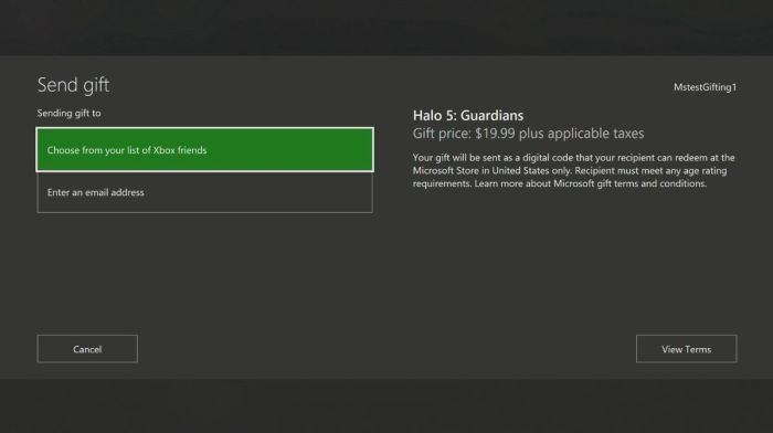 Xbox game gifting live for insiders