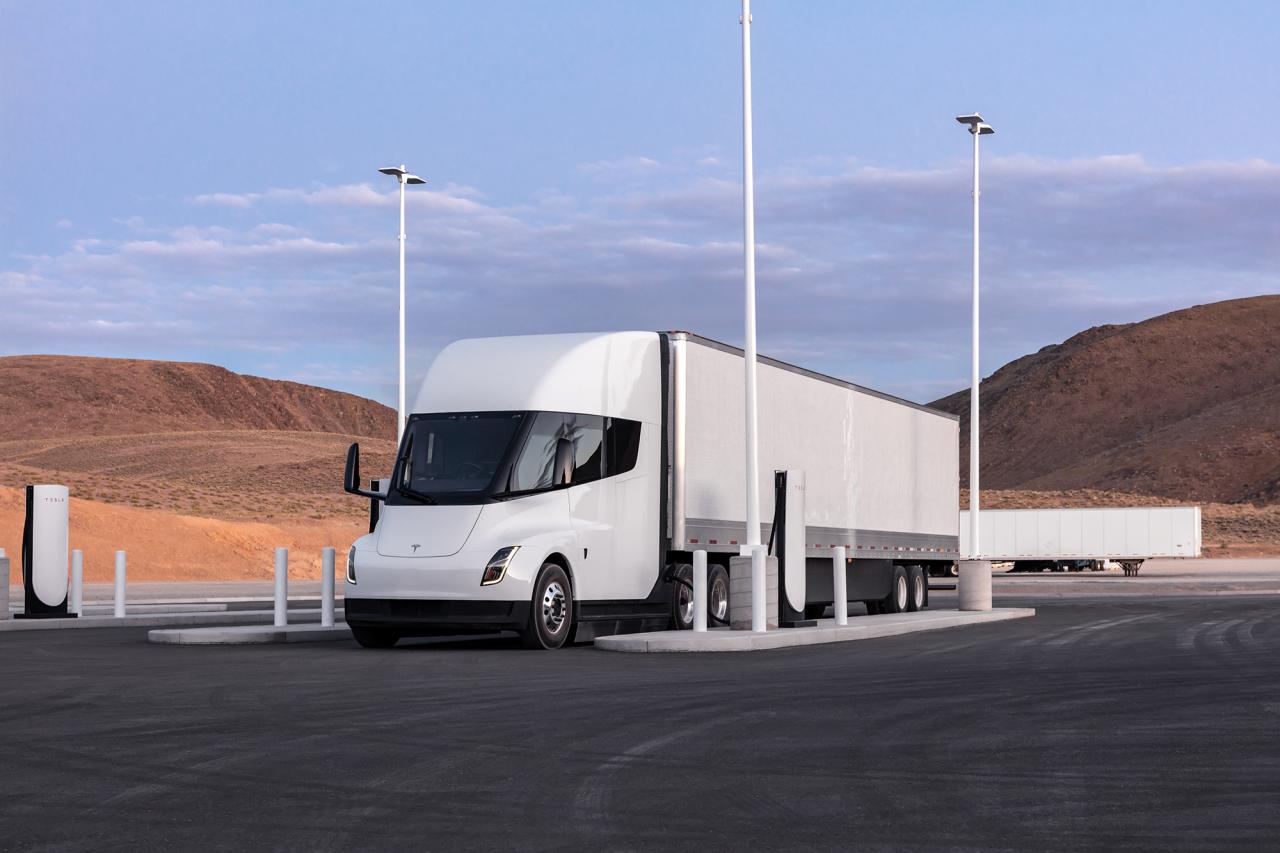 Tesla semi big rig charging corridor biden funding