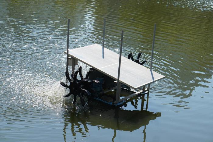 Solar powered machine urine into water