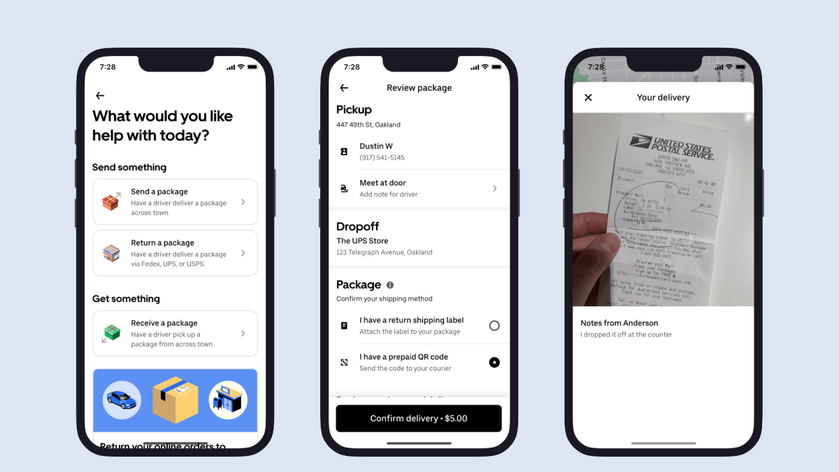Uber couriers will now drop your package off at the post office