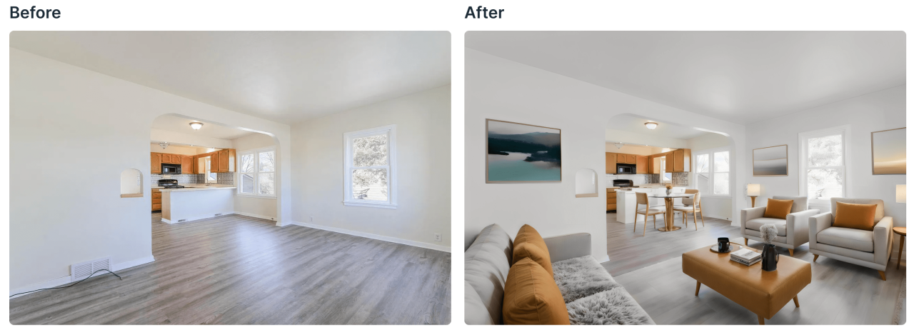 Virtual staging ai helps realtors digitally furnish rooms within seconds