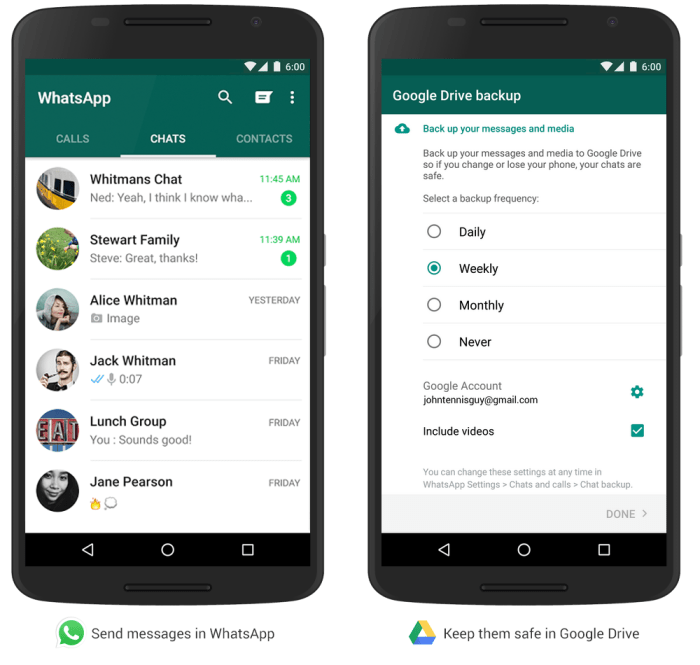 New whatsapp for android update comes with google drive backup option