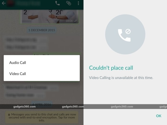 Whatsapp beta video calling