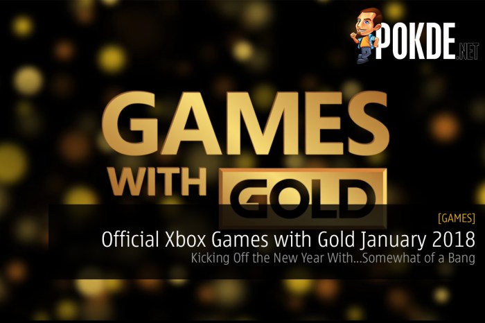 Xbox games with gold for january 2018