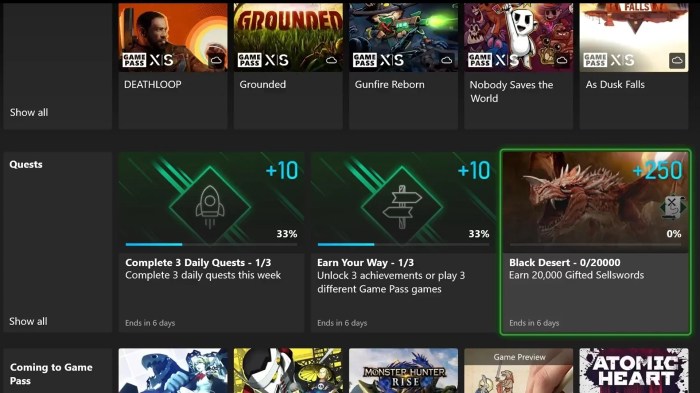 Xbox quests rewards xbox live gold members